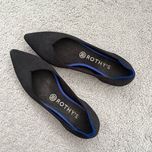 Rothy's Black Flats with Blue Trim